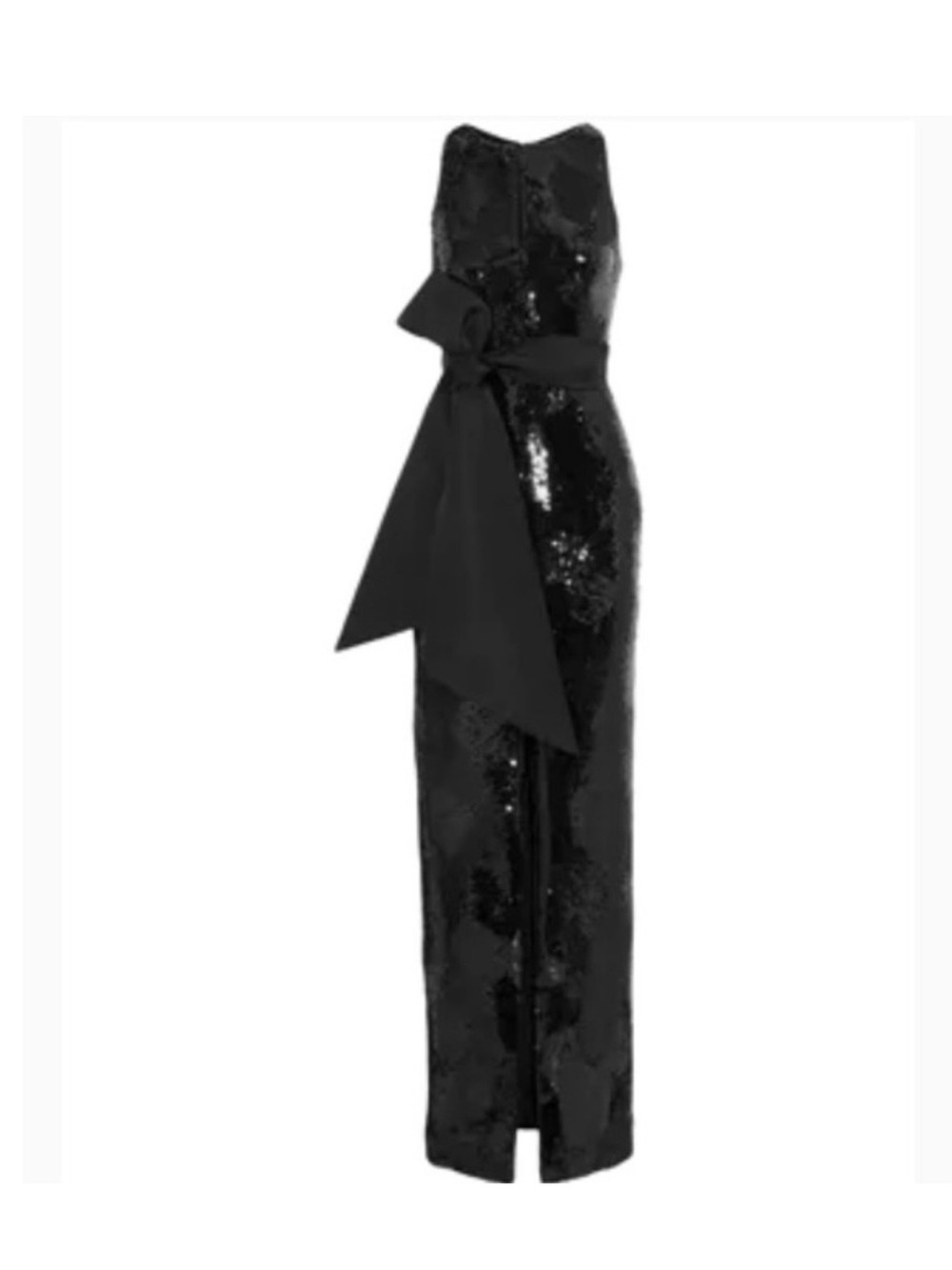 New Brandon Maxwell Liquid Sequin Crew Neck Black Sleeveless Long Dress Size 6
